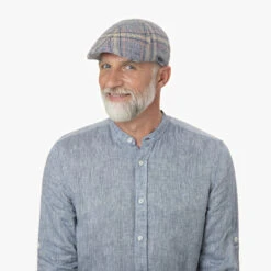 Texas Colour Check Leinen Flatcap By Stetson -Bekleidungsgeschäft Texas Colour Check Leinen Flatcap by Stetson.60850 8