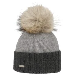 Twotone Kaschmir Bommelmütze By Seeberger -Bekleidungsgeschäft Twotone Kaschmir Bommelmuetze by Seeberger anthrazit.63257 rf16